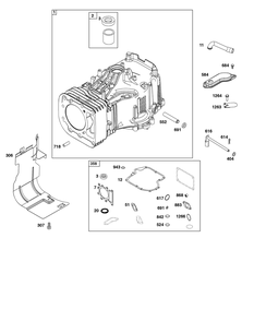 Cylinder Group Diagram and Parts List for 33R877-0015-B5 200000 - 399999 Briggs and Stratton Engine
